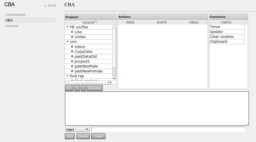 CBA tab in options page